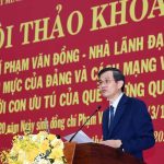 Giám đốc Học viện Chính trị Quốc gia Hồ Chí Minh Đoàn Minh Huấn phát biểu đề dẫn hội thảo